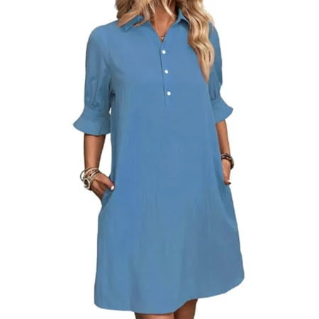 Zeagoo Women's Cotton Shirt Dress