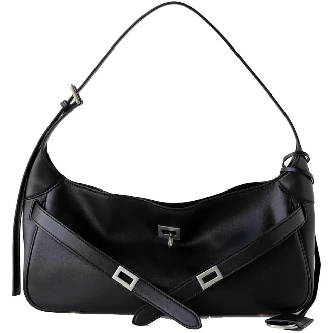 Women's Soft Leather Shoulder Bag with Silver Buckle