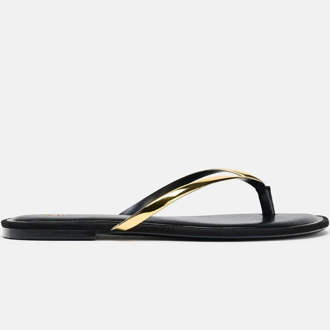 Zara Metallic Slide Sandals