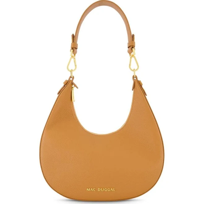 Mac Duggal Women's Grain Leather Hobo Bag with Gold Hardware