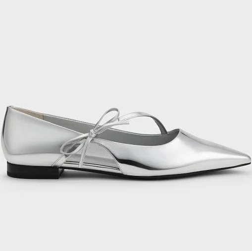 Charles & Keith Pointed-Toe Bow-Strap Flats