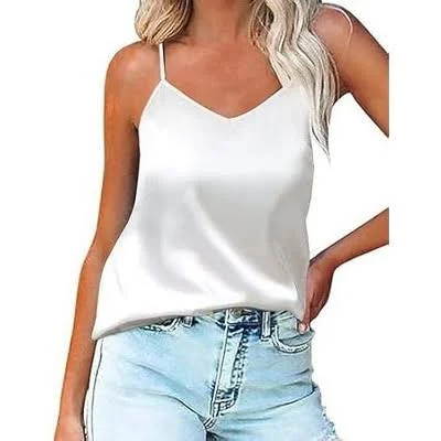 Ekouaer Women's Silk Satin V-Neck Camisole Tank Tops