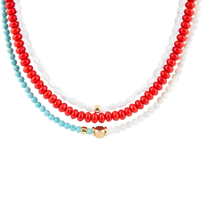 Barse Rancho Guadalupe Blue Turquoise and Red Coral Necklace