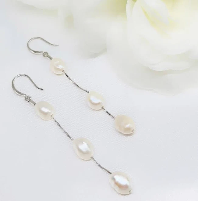 Sterling Silver Freshwater Pearl Drop Earrings