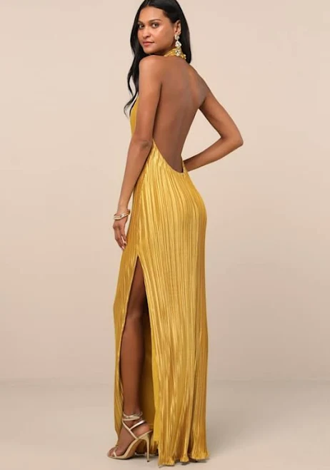 Sleeveless column maxi dress with side slits