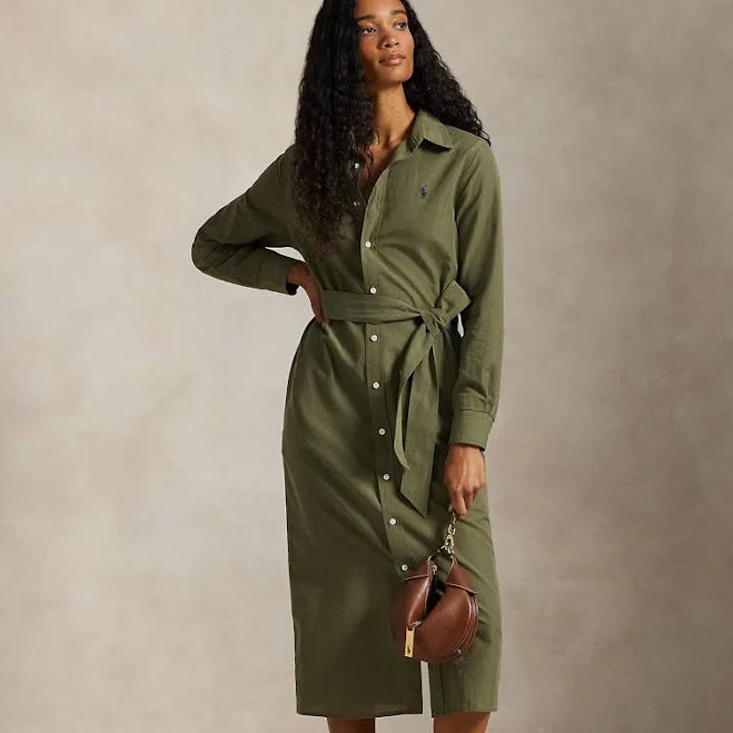 Polo Ralph Lauren Women's Long-Sleeve Belted Shirtdress
