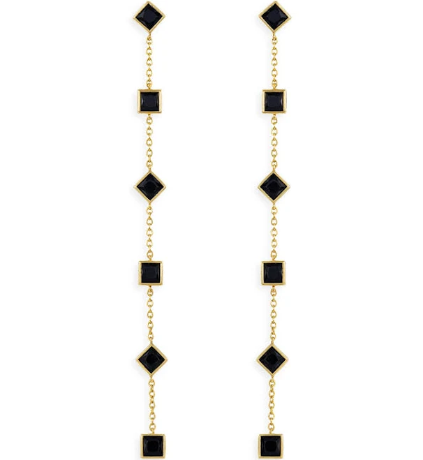 Ettika 18K Gold Plated Geometric Linear Drop Earrings