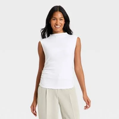A New Day Women's Slim Fit Ribbed Mock Neck Tank Top