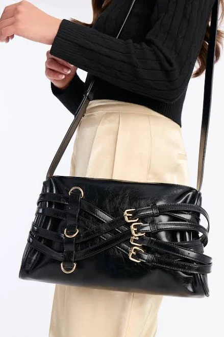 Fashion Nova Women's Crowd Pleaser Faux Leather Shoulder Bag