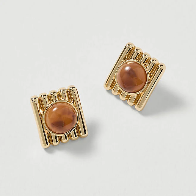 Ann Taylor Women's Textured Stone Stud Earrings