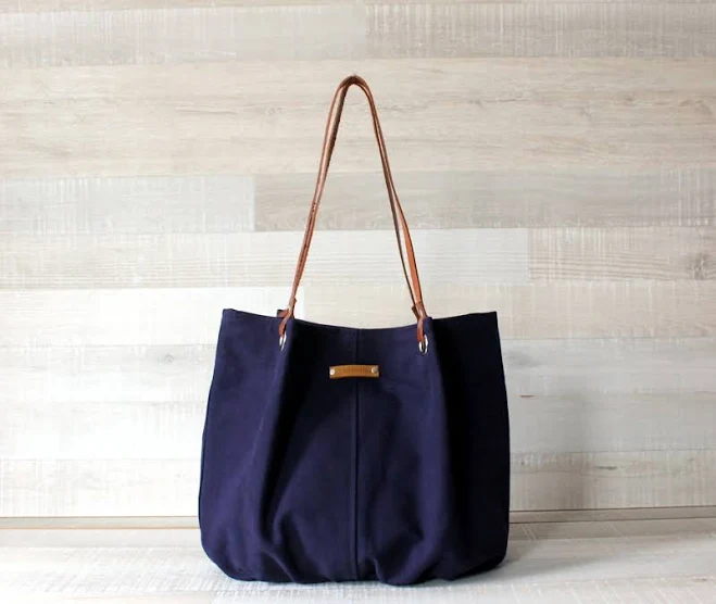 Canvas Leather Tote Bag