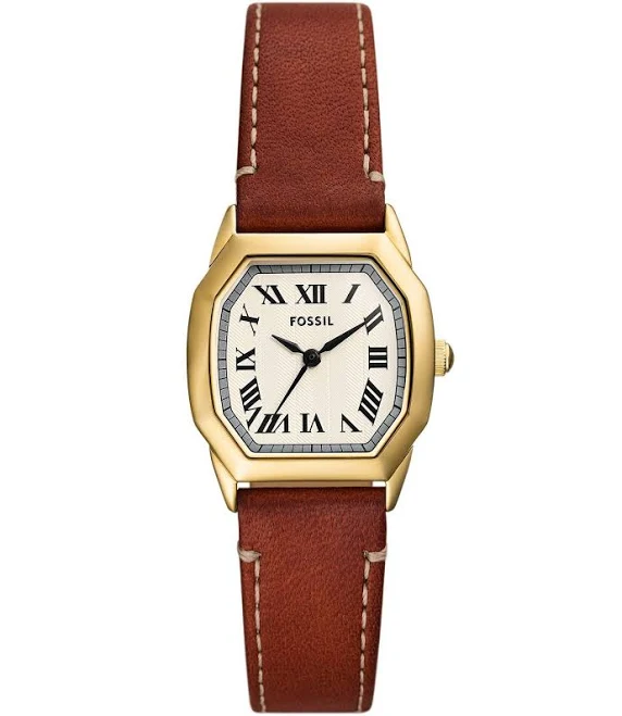 Fossil Women's Harlow Analogue Quartz Watch with Brown Leather Band