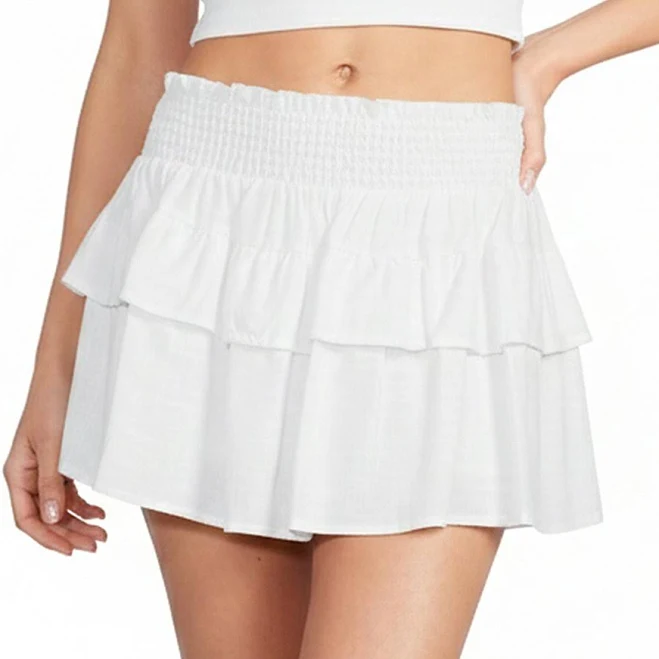 Copper Key Smocked Tiered Mini Skort