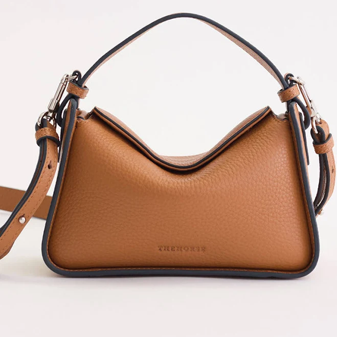 Mini Clementine Pebbled Leather Handbag with Gold
