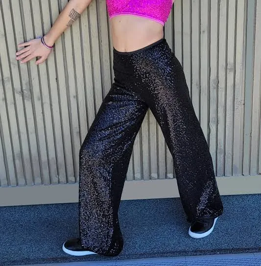 Harmony Threads High Waist Sequin Wide Leg Pants