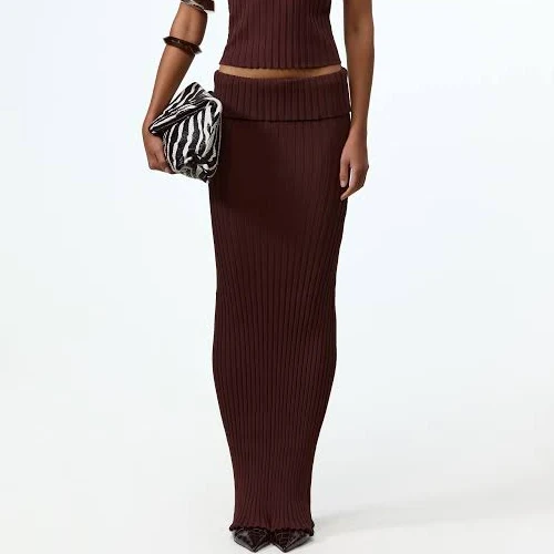 Ribbed Knit Maxi Skirt