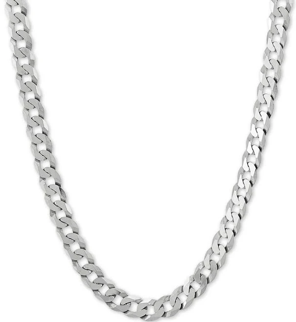 Sterling Silver Curb Link Chain Necklace, 22"