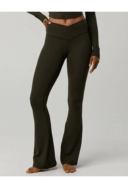 Aerie Real Me High Waisted Crossover Flare Leggings