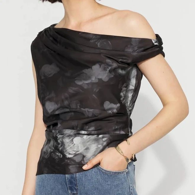 White House Black Market Women's Off-The-Shoulder Satin Top
