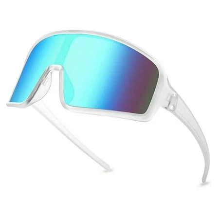 Street Knitted White Shield Wraparound Sports Sunglasses