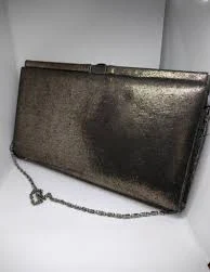 COAST Bronze Vintage Rectangular Satin Clutch Evening Bag 1990
