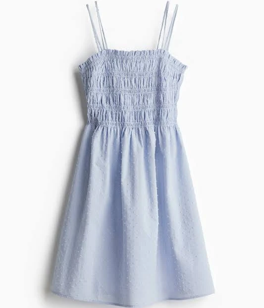 H&M Ladies Smocked-Bodice Cotton Dress