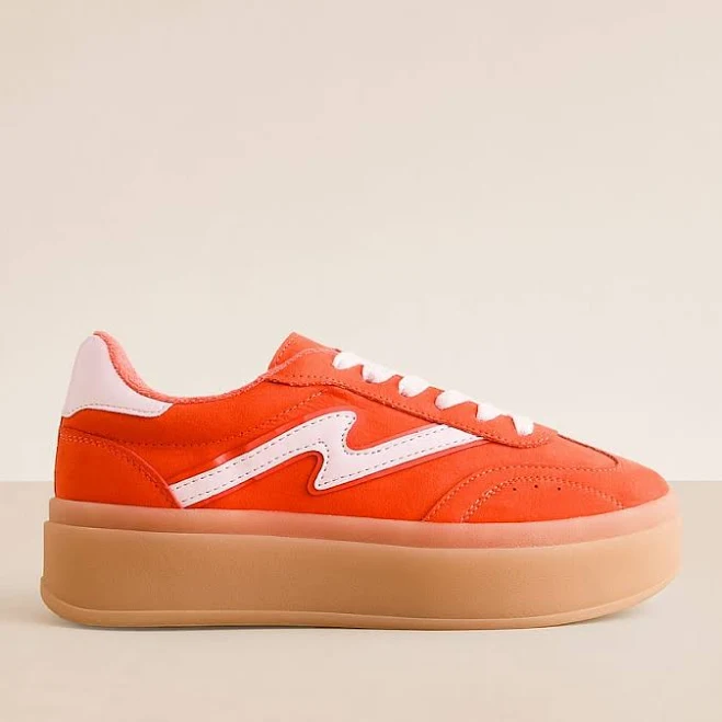 Madden Girl Women's Polyurethane Mightty Platform Sneaker in Coral/Orange | Size: US 9-1/2 | Buckle