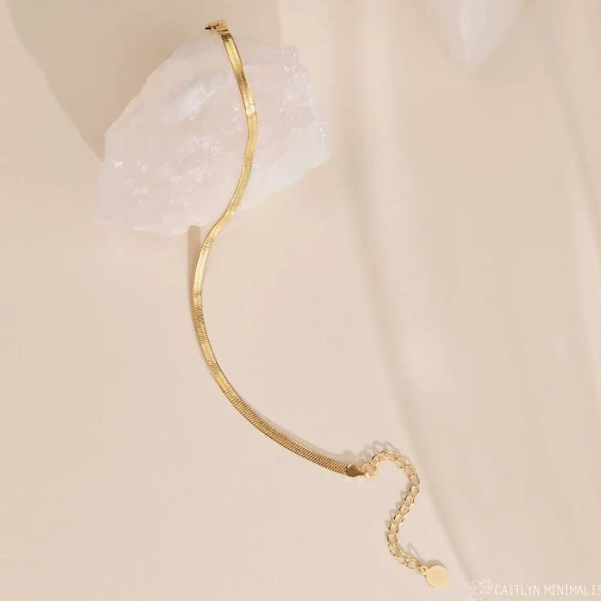Caitlyn Minimalist Herringbone Chain Anklet