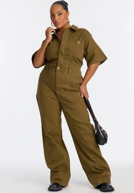 Fashion Nova Marisol Twill Utility Jumpsuit
