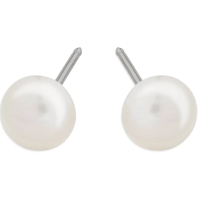 14K White Gold Pearl Stud Earrings