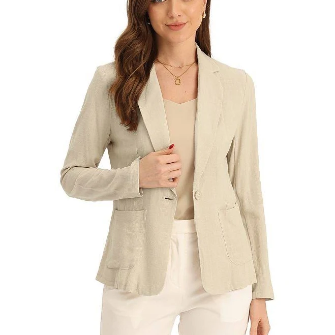Notch Lapel Linen Blazer