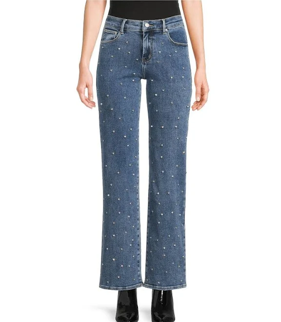 Signature 8 Women's Rhinestone Scatter Straight Leg Jeans