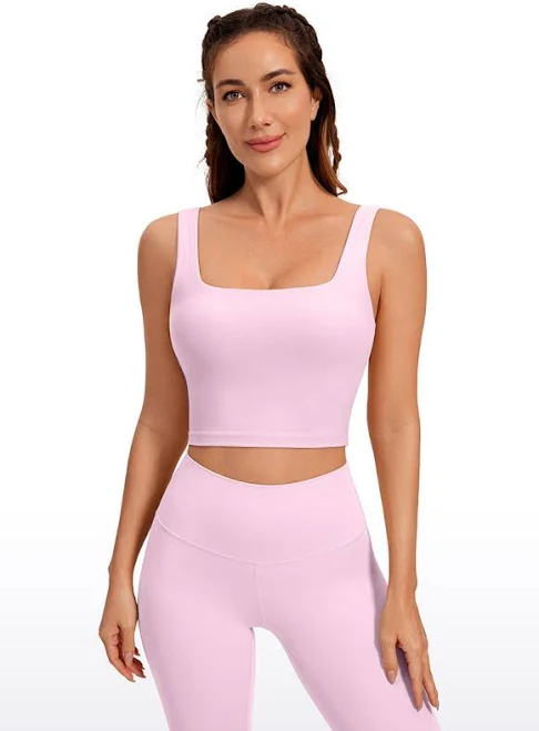 CRZ YOGA Women's Square Neck Longline Sports Bra