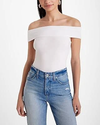 Express Women's Fitted Off The Shoulder Ribbed Top