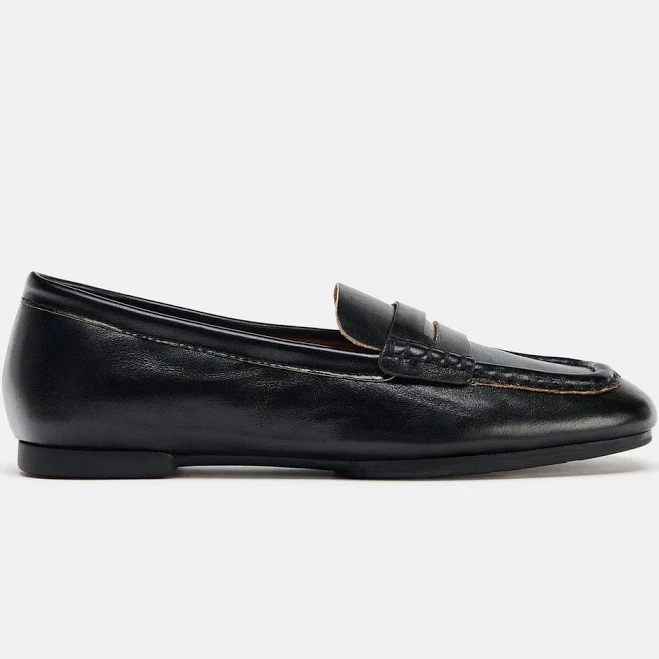 Zara Square Toe Leather Loafers