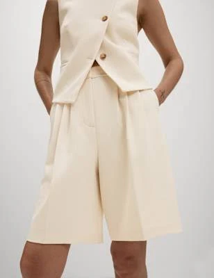 Marks & Spencer High Waisted Pleat Front Bermuda Shorts