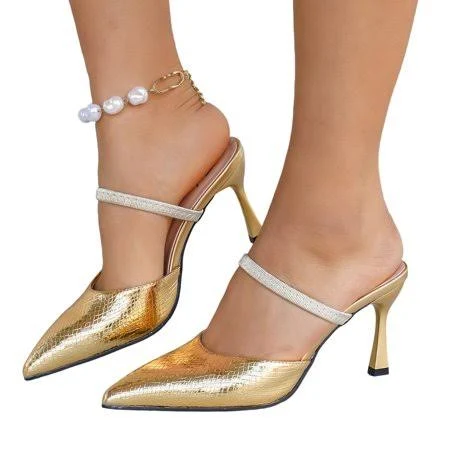 Women's Pointed Toe Stiletto High Heel Slip-On Mules