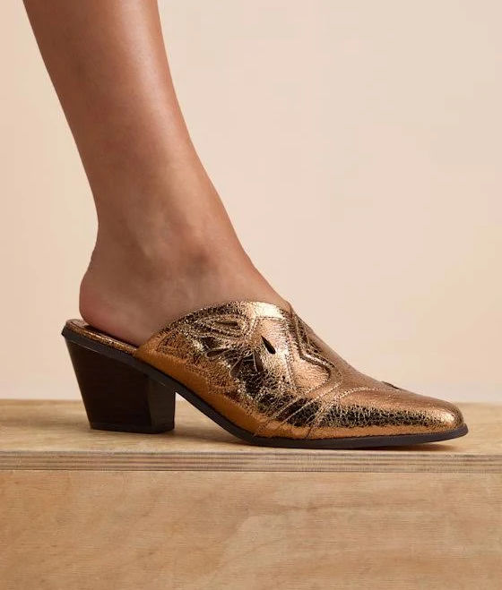 Lulus Armina Bronze Western Mule Pumps