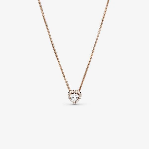 Pandora Sparkling Heart Rose Gold-Plated Pendant Necklace