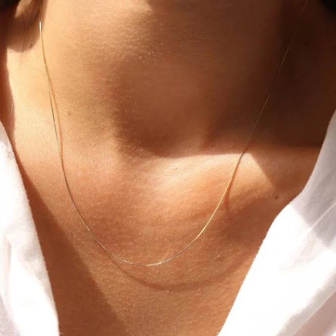 14K Gold Minimalist Box Chain Necklace