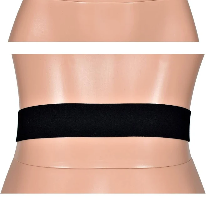 Black Elastic Waist Belt With Silver Buckle (1.5" Wide) Xs To 3x 4x