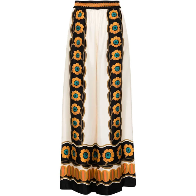La Doublej Daisy Chain Silk Palazzo Pants