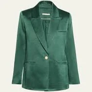 Silas Satin Single-Breasted Blazer GREEN MYSTIQUE 10