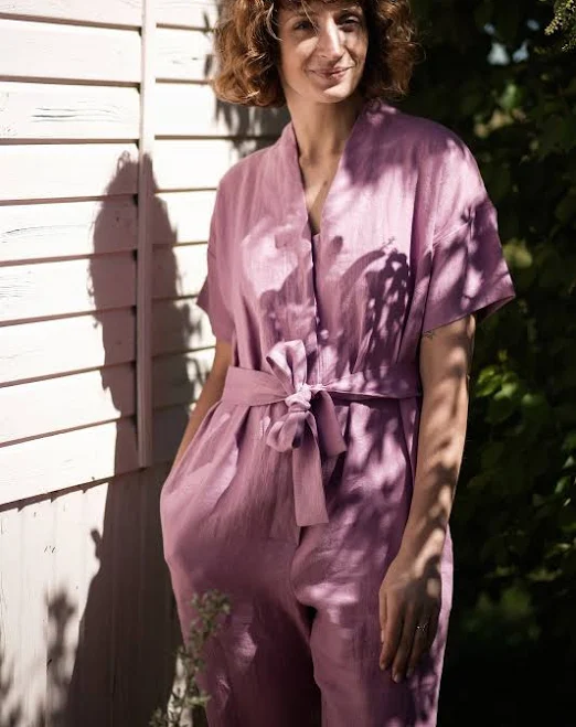 Offon Clothing Elegant Linen Kimono Jumpsuit