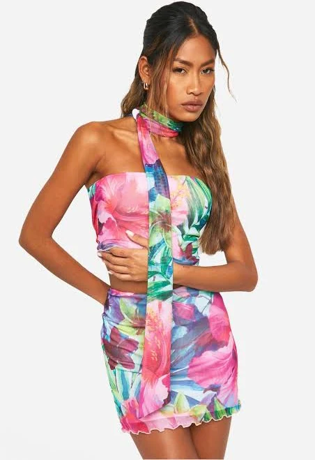 Boohoo Women's Floral Mini Skirt