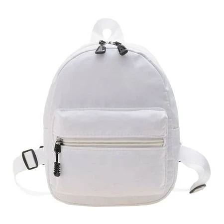 Phxpxi Women Solid Color Backpack Preppy Style School Nylon Mini Rucksack (White), Women's, Size: One size