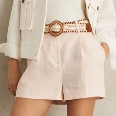 Reiss Women's Beau Linen Pleat-Front Belted Shorts