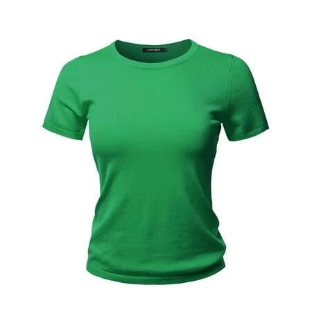 Fashionoutfit Women's Solid Crew Neck Short Sleeve Viscose Knit Sweater Top