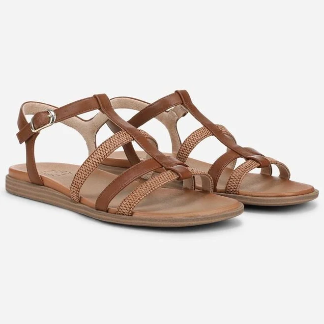 Naturalizer Julia Strappy Sandals, Toffee Brown Faux Suede, 9.5 Wide | Open Toe