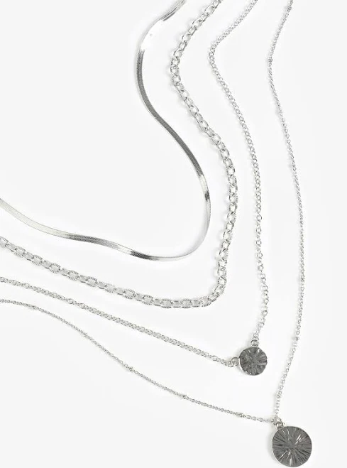 maurices Women's Silver 4 Row Layered Necklace